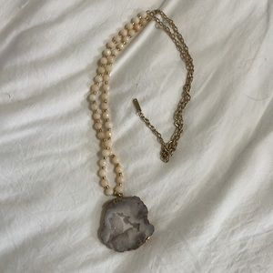 Boho WHBM DRUZY  geode necklace gold and long. Adjustable clasp. Worn once!!